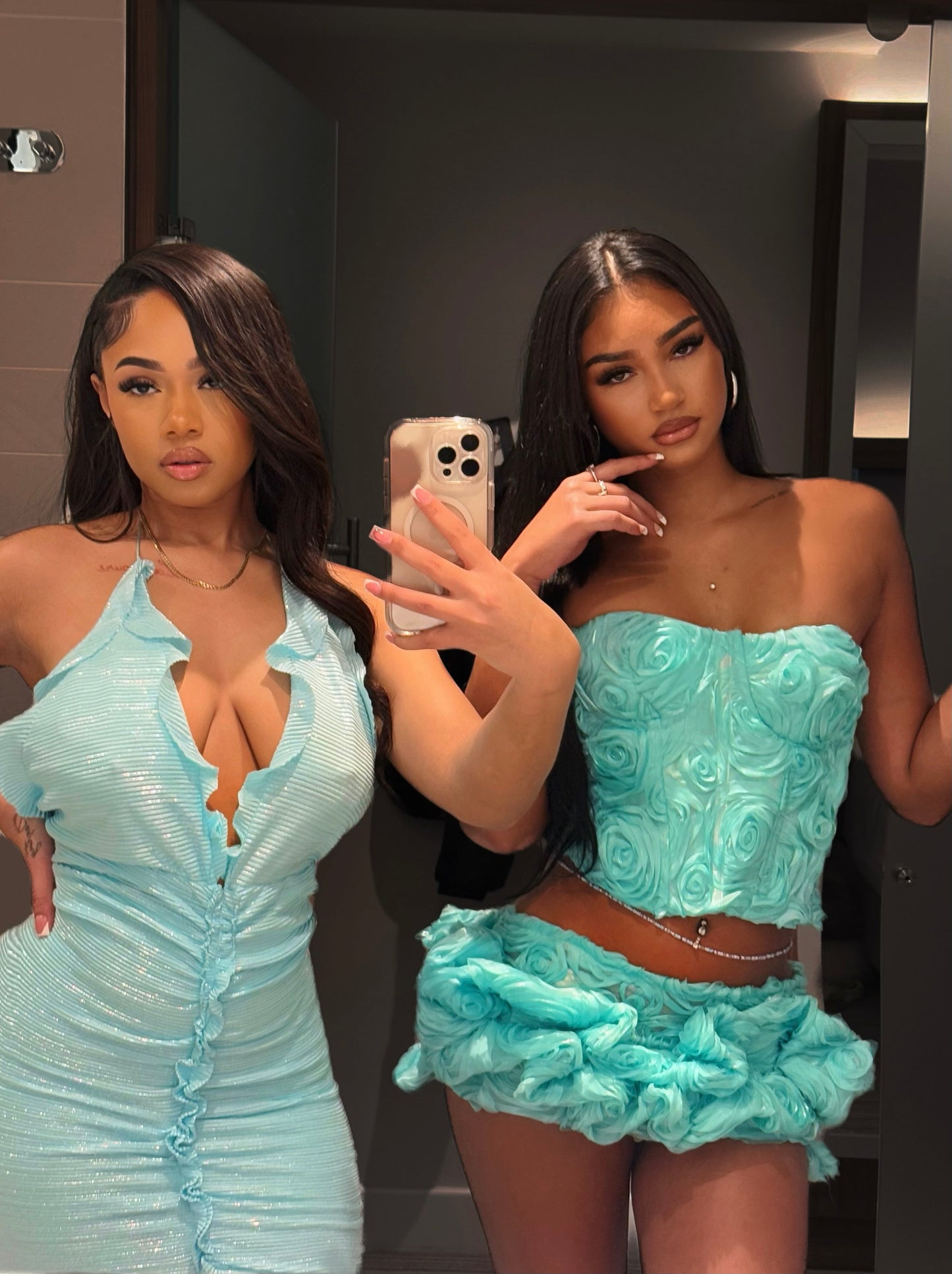 (**000)tiffany blue rose two piece set